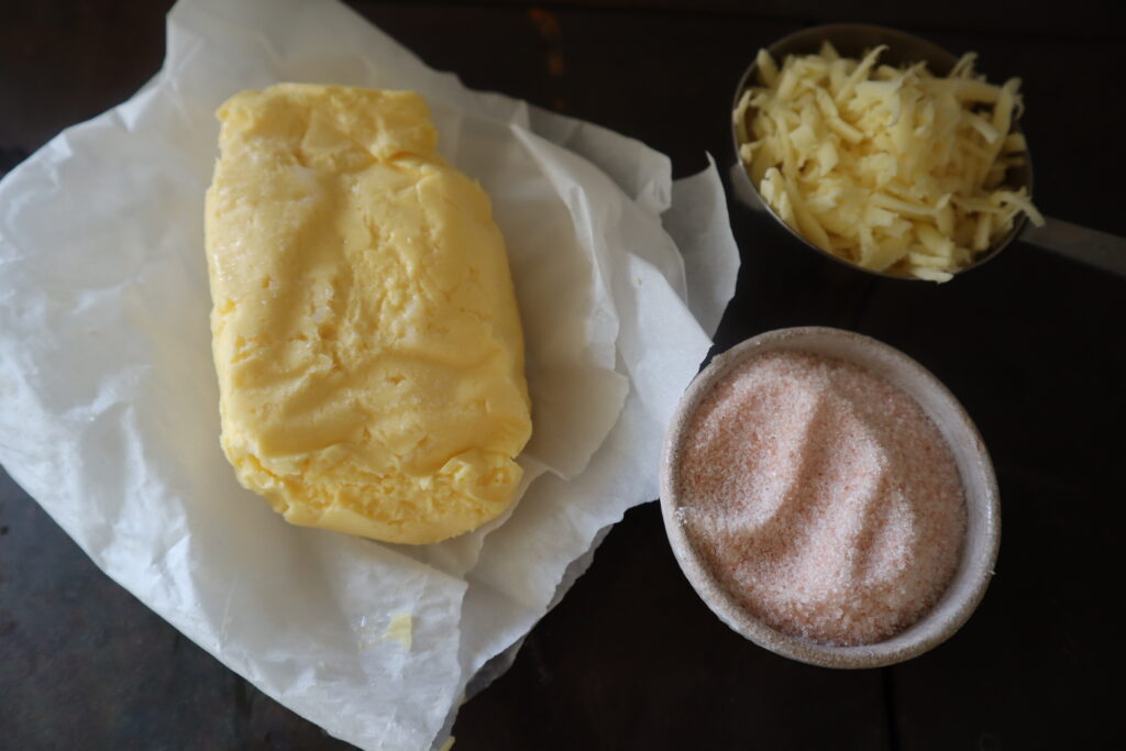 butter, cheese and salt 